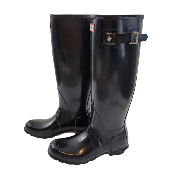 NWT!!! HUNTER BOOTS ORIGINAL TALL GLOSS BLACK - Picture 2 of 10